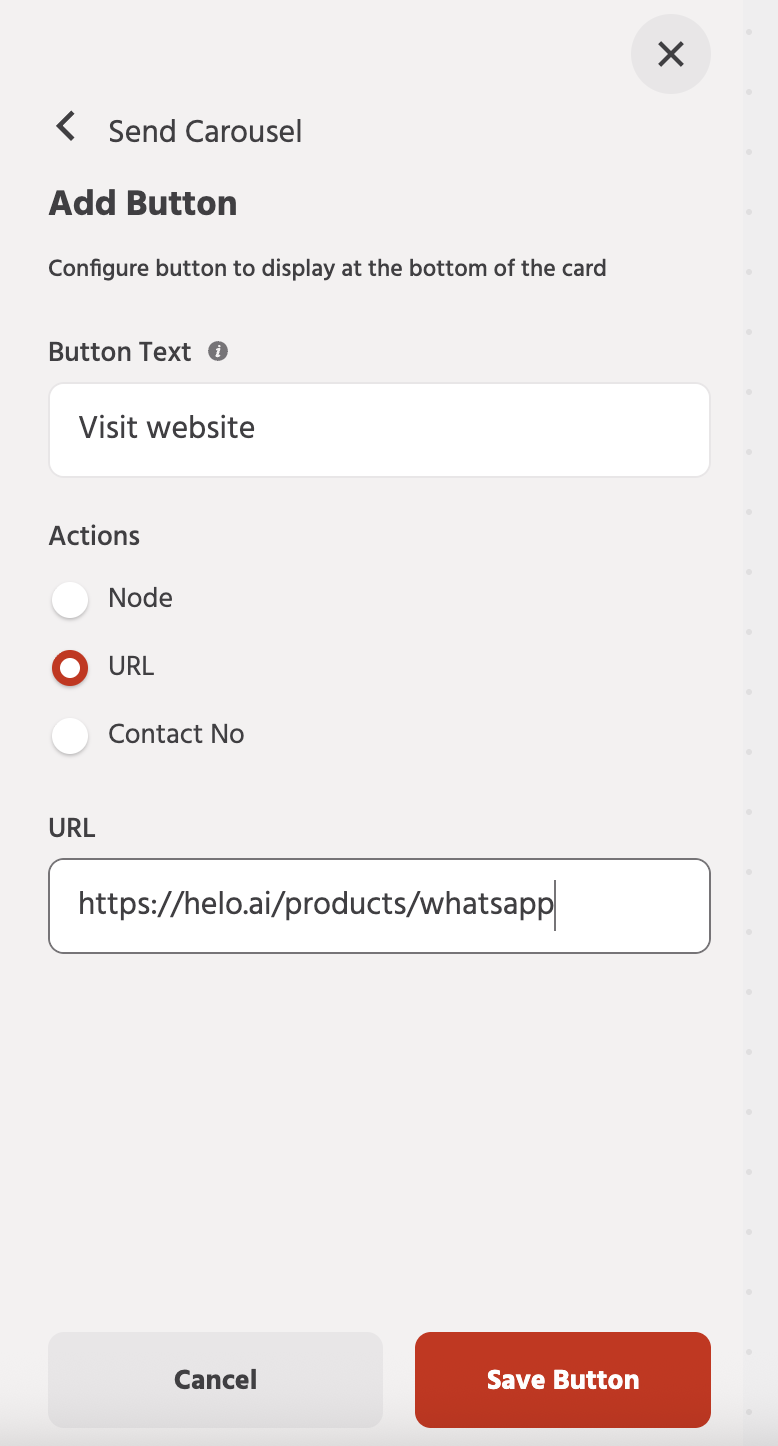Configuring Product Details, Carousel Cards, and Action Buttons scroll steps