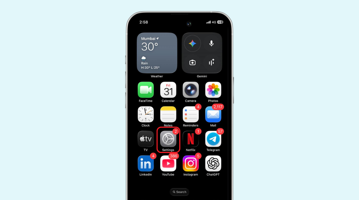 iPhone setting app