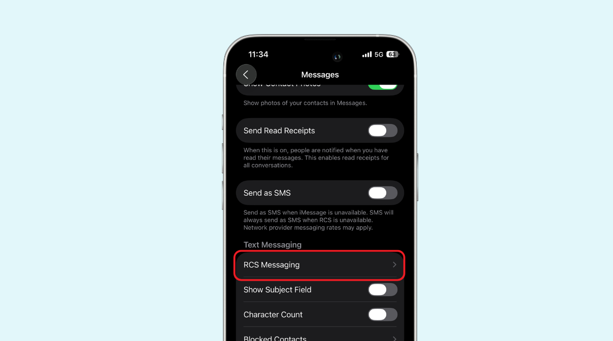 ios rcs message