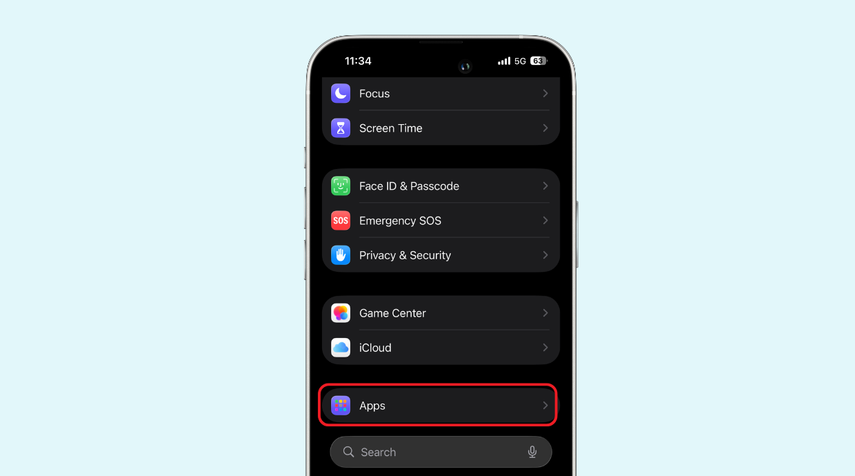 iPhone setting app